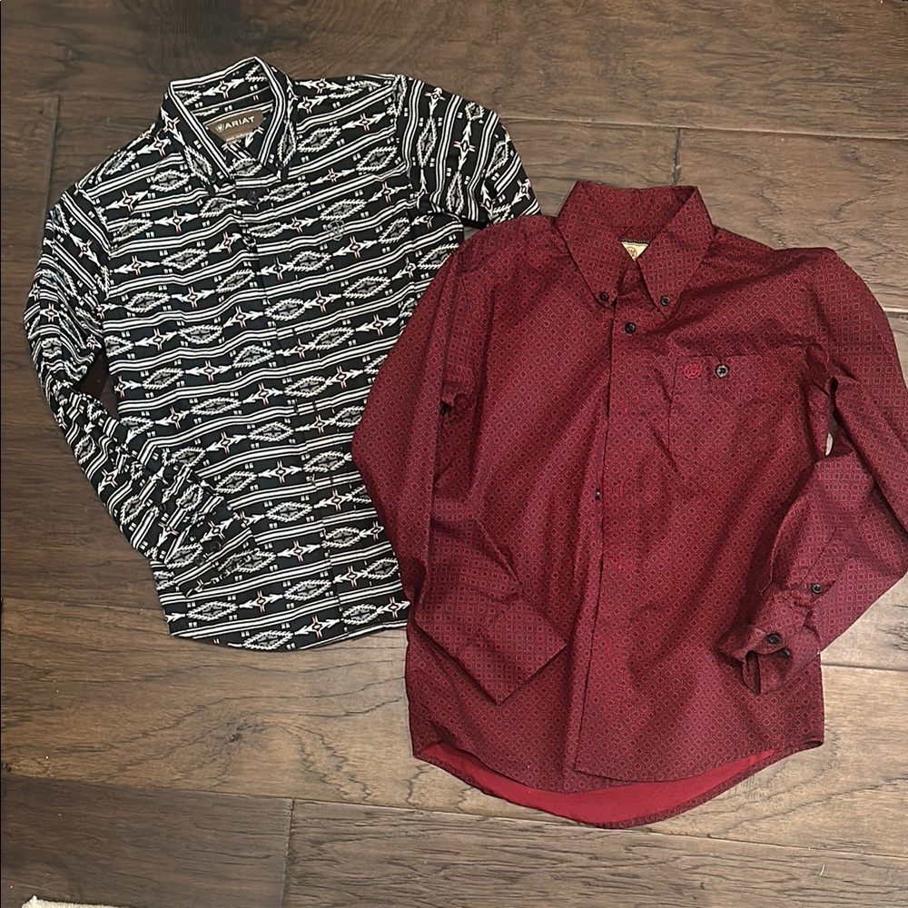 Boys western Black and Red Button-Up Shirts